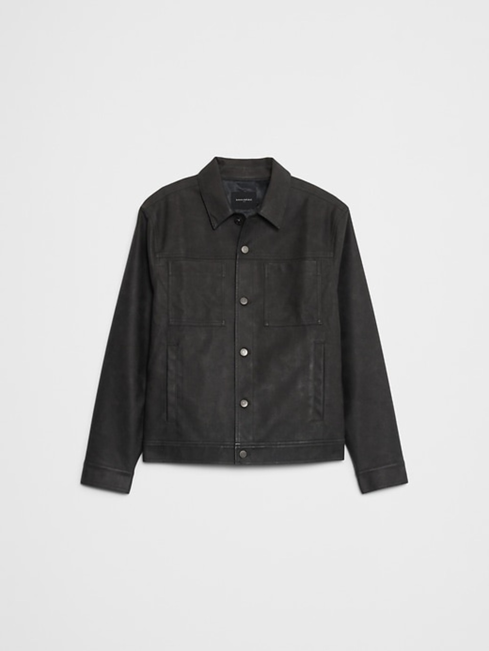 Men’s Small Banana Republic Black Vegan Leather Trucker Jacket